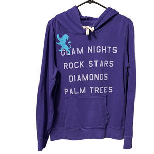 Love Express Y2K Glam Nights Rock Stars Diamonds Palm Trees Purple Hoodie
